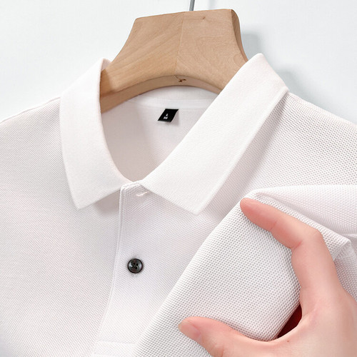 Men's Polo Shirt with Collar Short Sleeve Pure Cotton T-Shirt for Middle-aged Men 2025 New Summer High Quality Casual Solid Color Top 