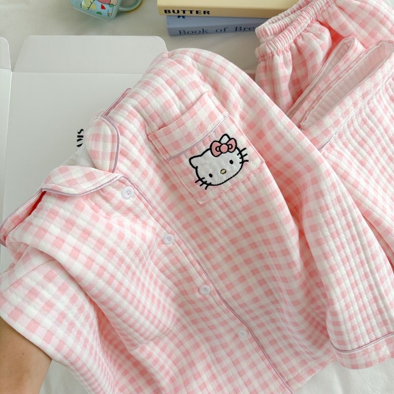 Algodón de aire al por mayor transfronterizo pijama intercalado de mujeres otoño invierno calentamiento algodón intercalado grueso cardigan dulce ropa de casa a cuadros