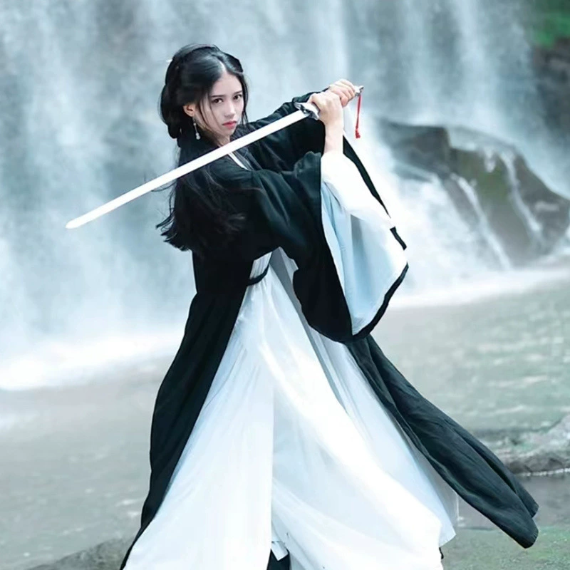 Женский пояс в стиле боевых искусств Hanfu Super Fairy, крутой черный древний костюм, властный костюм для фотосъемки