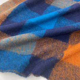 秋冬进口细腻几何彩色方块撞色拼图松软针织羊毛混纺布料面料B
