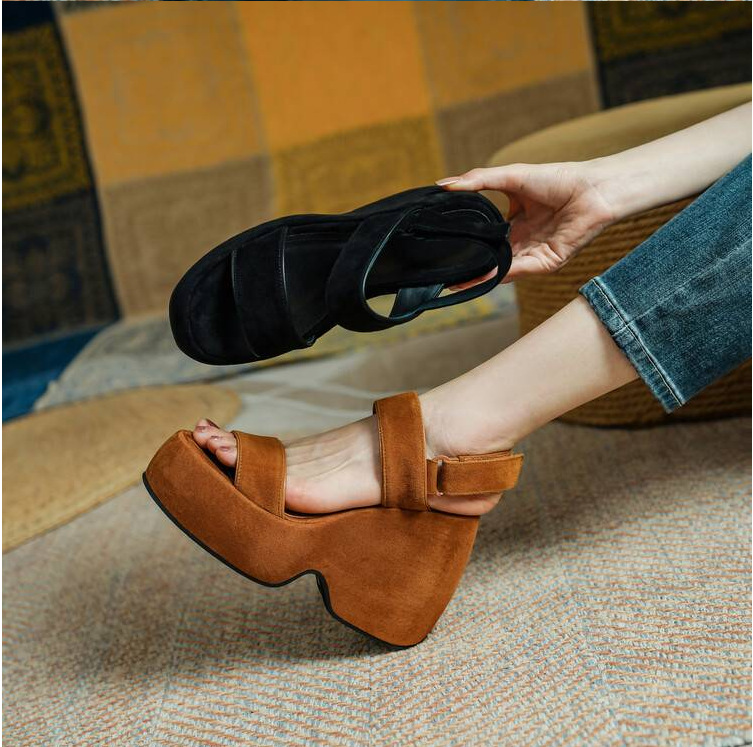 Summer sandals platform wedge heel with a strap
