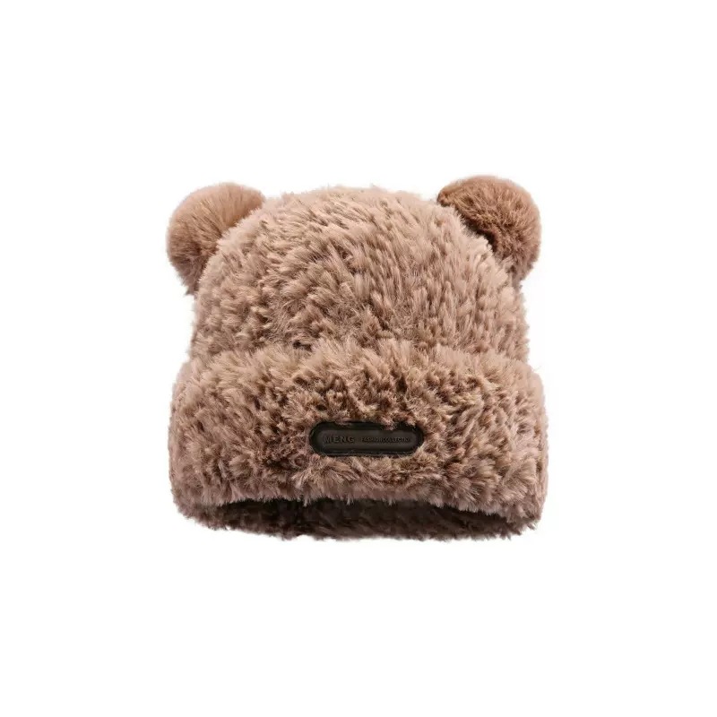 Winter cute bear plush hat fisherman female Net red same style wholesale winter warm earmuffs all-match knitted