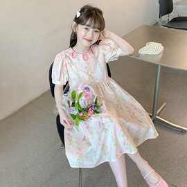 女童夏季连衣裙2025新款儿童裙子中大童洋气碎花法式大摆裙公主裙
