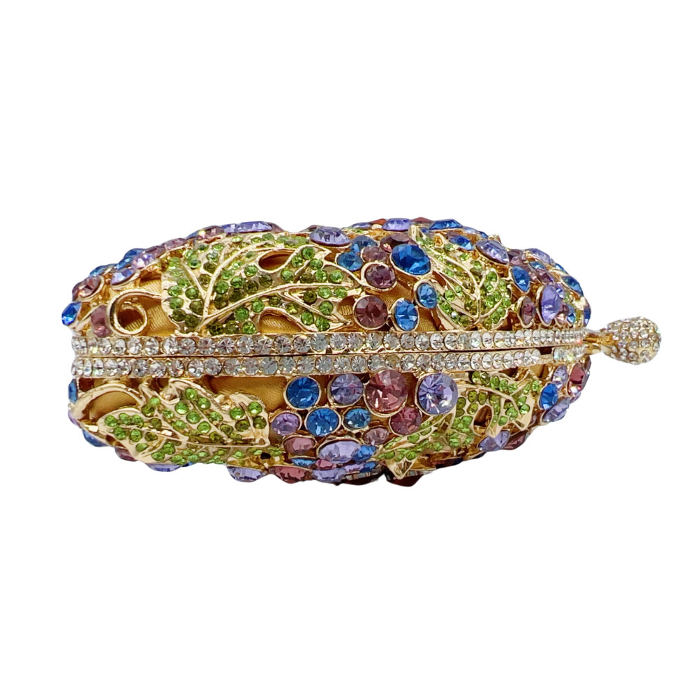 Bolsa de embrague de piedra en stock Bolsa de cena de diamantes de uva Bolsa de banquete europea y americana Bolsa de mano de mujer
