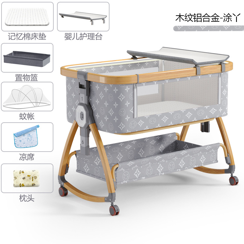 Cuna de bebé recién nacido cama costura Cama grande Baby Shaker BB cama de los niños cuna cama multifuncional móvil plegable