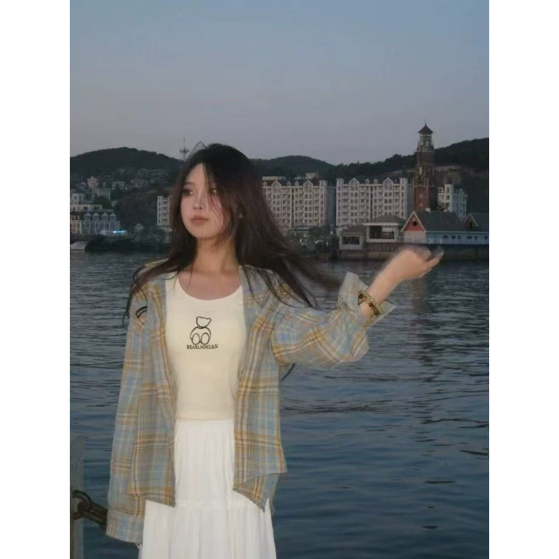 Допамин легкая экстравагантная клетчатая рубашка высокого класса