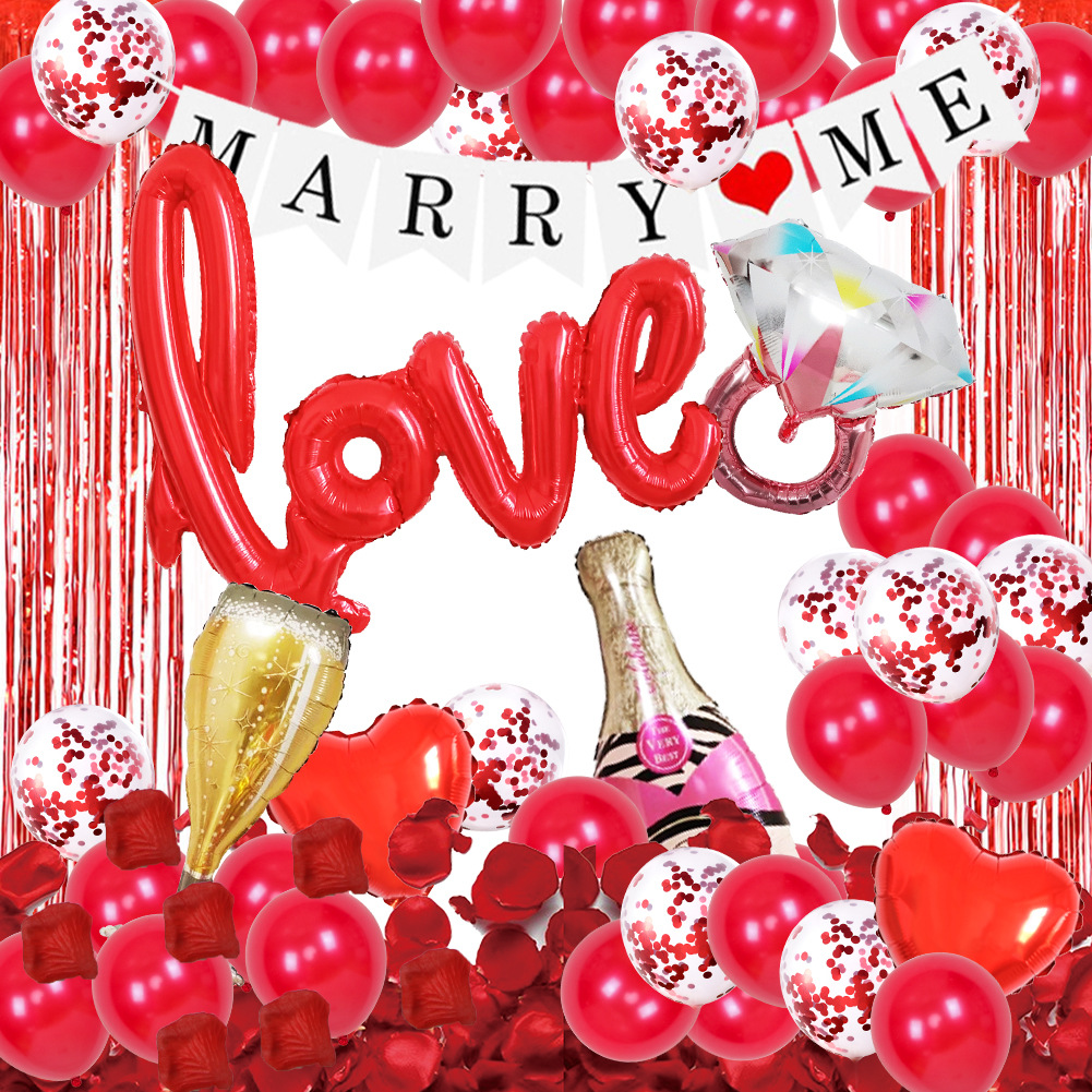 Día de San Valentín globo amor traje boda confesión boda habitación diseño Te amo decoración látex película de aluminio globo