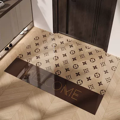 Entrance Door Mat with a Light Luxury and High-End Feel, Pvc Transparent Soft Glass Non-Slip Foot Mat for Home Entrance and Main Door (Avtomobil döşəmə paspasları) - brown-l-welcome-soft-glass-floor-mat-6090cm