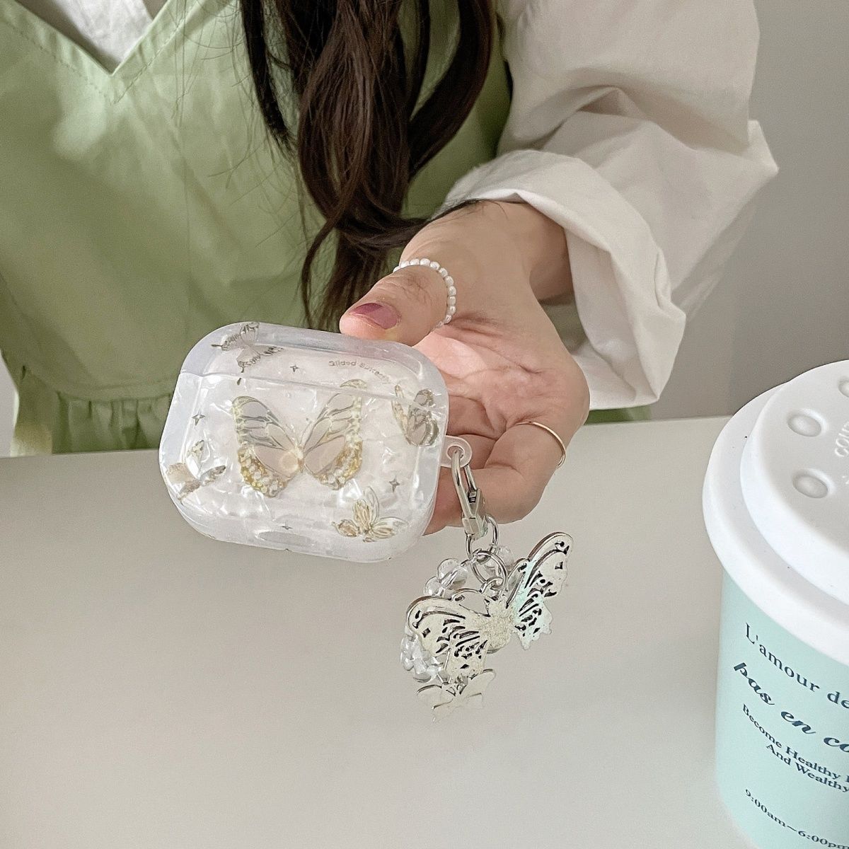 imd auriculares cubierta ins pequeña mariposa de oro limpio para airpods 4 manzana pro2 auriculares cubierta image 5