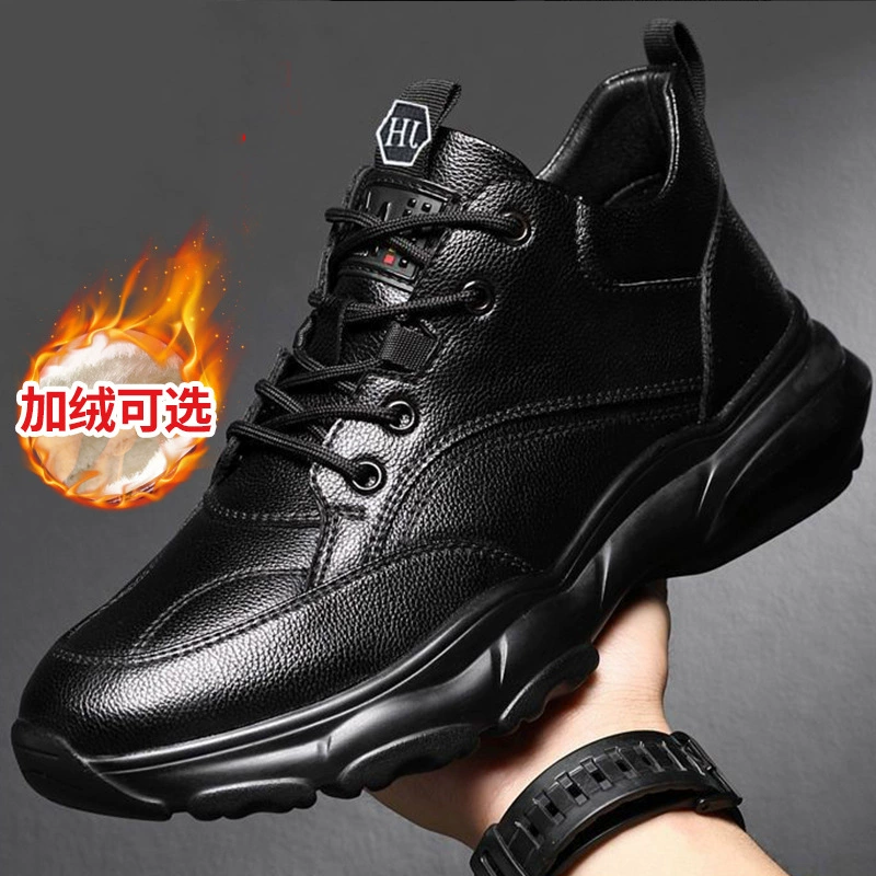 Производители поставляют осенне-зимнюю кожаную мужскую обувь, теплая обувь на флисовой подкладке, повседневная обувь из одного хлопка, мужская обувь на платформе в том же стиле, повседневная