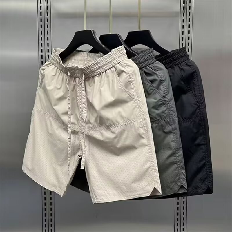 Breathable Thin Sports Quick-Drying Shorts Men's Solid Color Mesh Casual Five-Point Pants Internet Celebrity Loose Outer Beach Pants