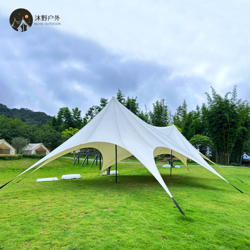 Muye Shuangfeng cielo pantalla fábrica al aire libre camping gran pantalla hexagonal cielo Wanzhong montaña joroba Oxford tela fábrica cielo pantalla