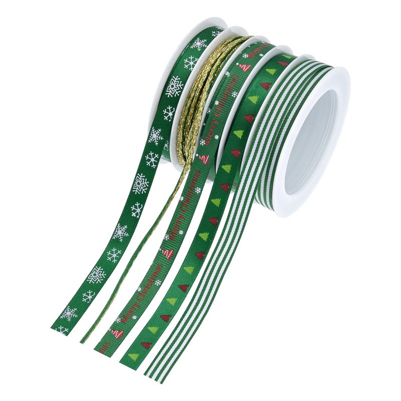 Amazon nuevo conjunto de cintas Rowan estriadas empaque de regalo decoración de Navidad impresa cintas de nieve