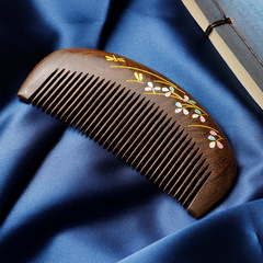 家用天然正宗檀木梳子檀香木頭梳子靜電小號便攜隨身學生女孩12CM