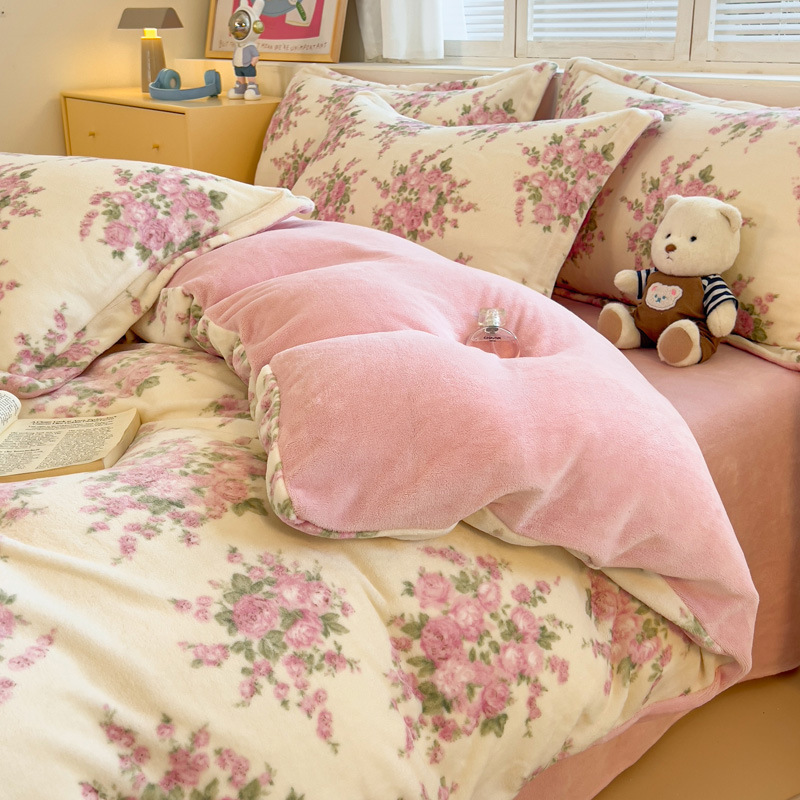 Otoño y invierno leche edredón cubierta de una sola pieza de coral doble edredón grueso dormitorio de estudiantes individuales 200x230