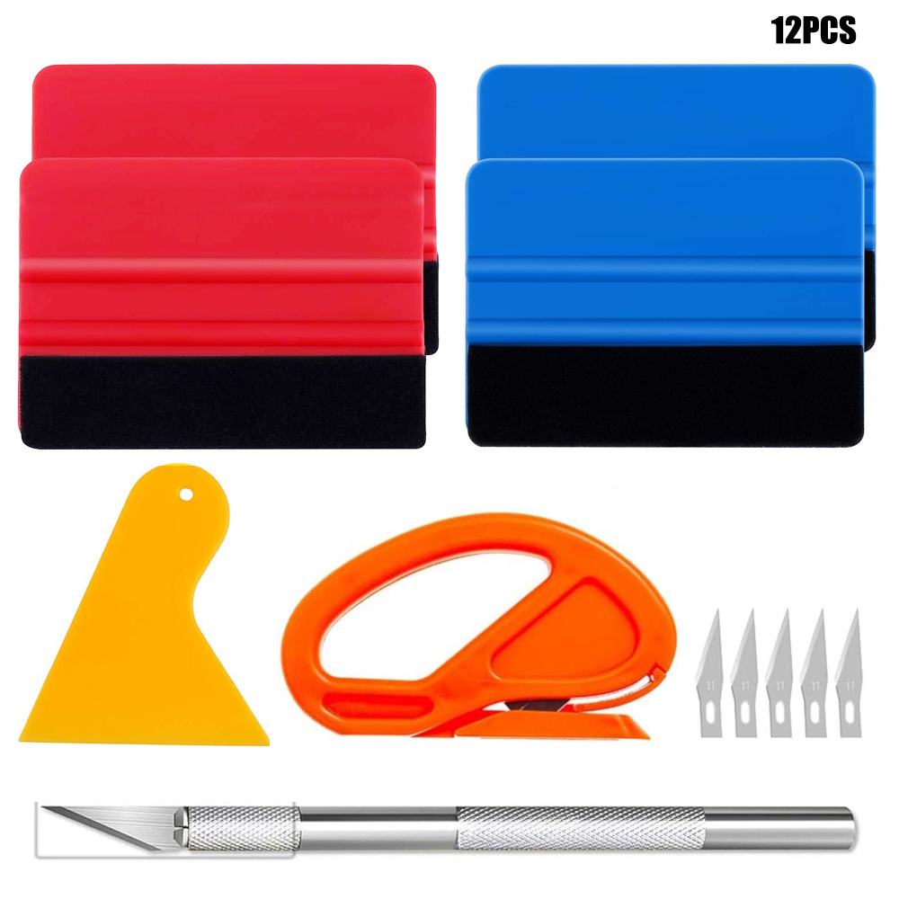 12件套汽车贴膜工具套件毛毡刮板车窗调色膜工具用于汽车包装