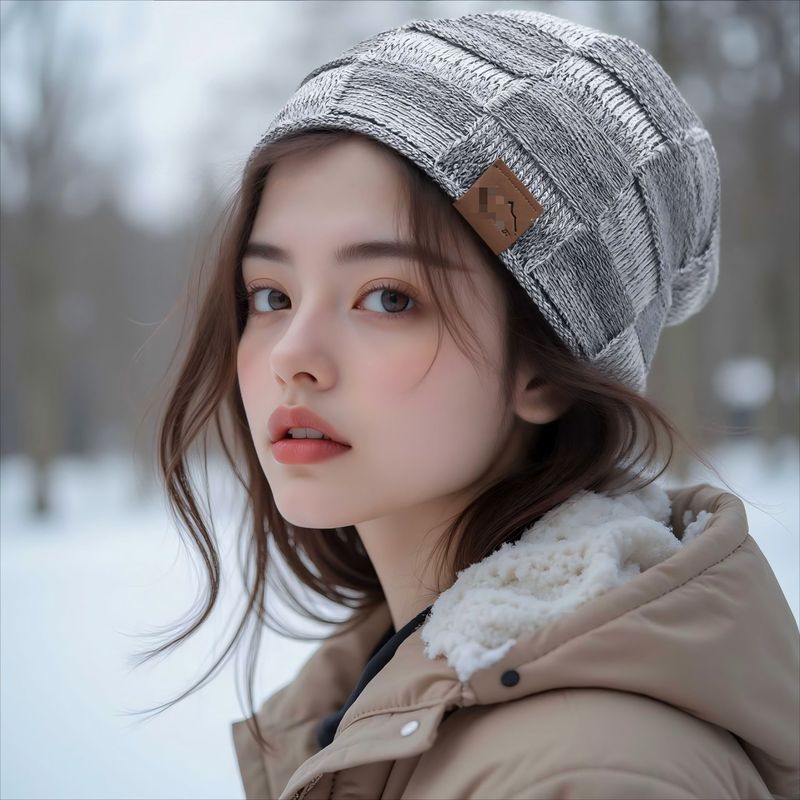 秋冬加绒混色百搭毛线针织帽保暖时尚套头帽欧美冬季女帽跨境|undefined