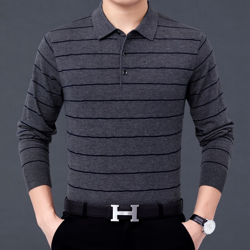 Brand new cashmere sweater, long-sleeved POLO shirt, business casual wool and silk knit T-shirt for middle-aged and elderly men Brand new cashmere sweater, long-sleeved POLO shirt, business casual wool and silk knit T-shirt for middle-aged and elderly men