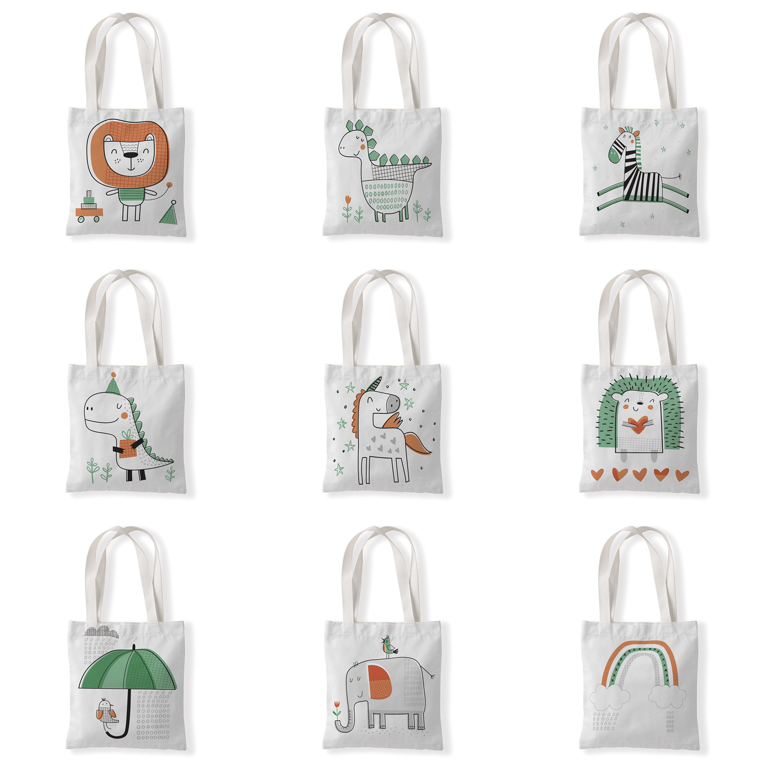 可爱动物印花手提时尚购物袋定制休闲零钱袋文艺单肩手提帆布袋