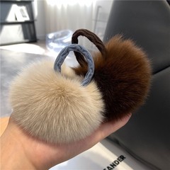 可愛大毛球發繩狐狸毛毛球髮飾毛絨球頭繩扎頭髮皮筋網紅簡約發圈