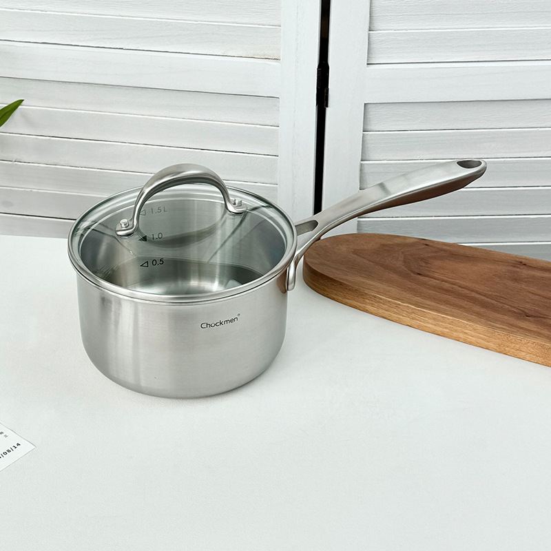 Chockmen Zhuo Deming 18 / 10 de acero inoxidable de un solo mango de leche 16 / 18cm de paneles de fideos suplementarios con escala