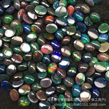 批发天然黑欧泊戒面 澳宝椭圆形平底蛋形欧泊裸石 蛋面光面半成品