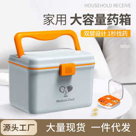 维简药箱带药包药品袋收纳箱杂物储存客厅整理箱带盖小号大容量盒