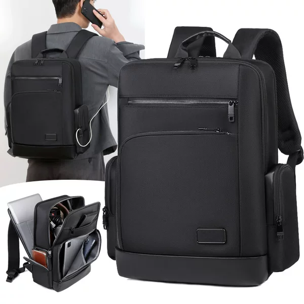 Business Commuting Backpack with Charging Port, Multi-Compartment, Layered, Portable, Large Capacity, Outdoor Student Laptop Backpack