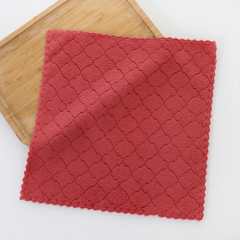 Toallas de coral de lana de coral suave absorción de agua toallas de cocina cinco paquetes de toallas de toallas de toallas para niños de color simple
