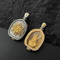 S925純銀阿彌陀佛地藏王菩薩精工嘎烏盒吊墜項鍊復古做舊小眾