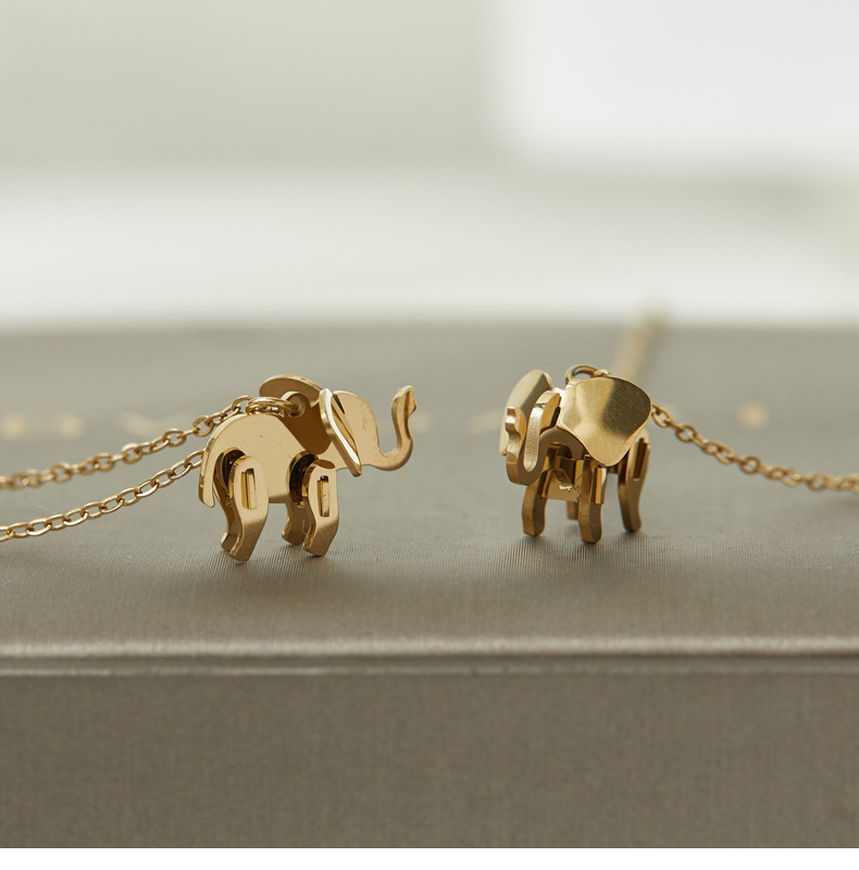 Pendant Necklace Classification 1 Piece Quantity Real Gold Plated Elephant 304 Stainless Steel Fashion Waterproof Non Tarnish Pendant Necklace