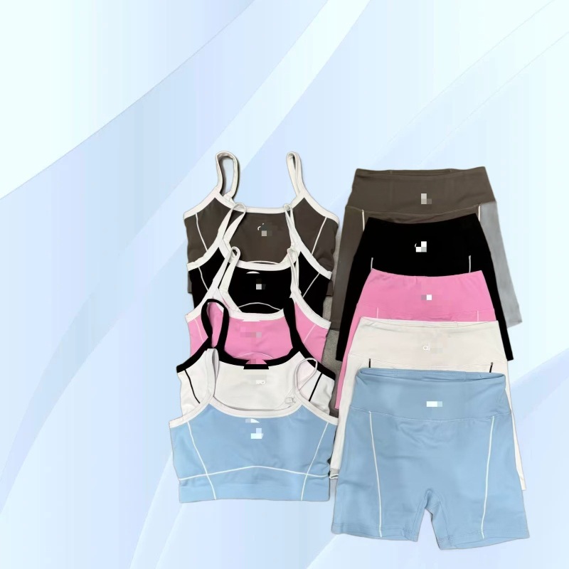 Al26 verano nuevo desnudo con cojín de pecho ropa interior correa de hombro bra de color contraste pantalones cortos chaqueta de mujer