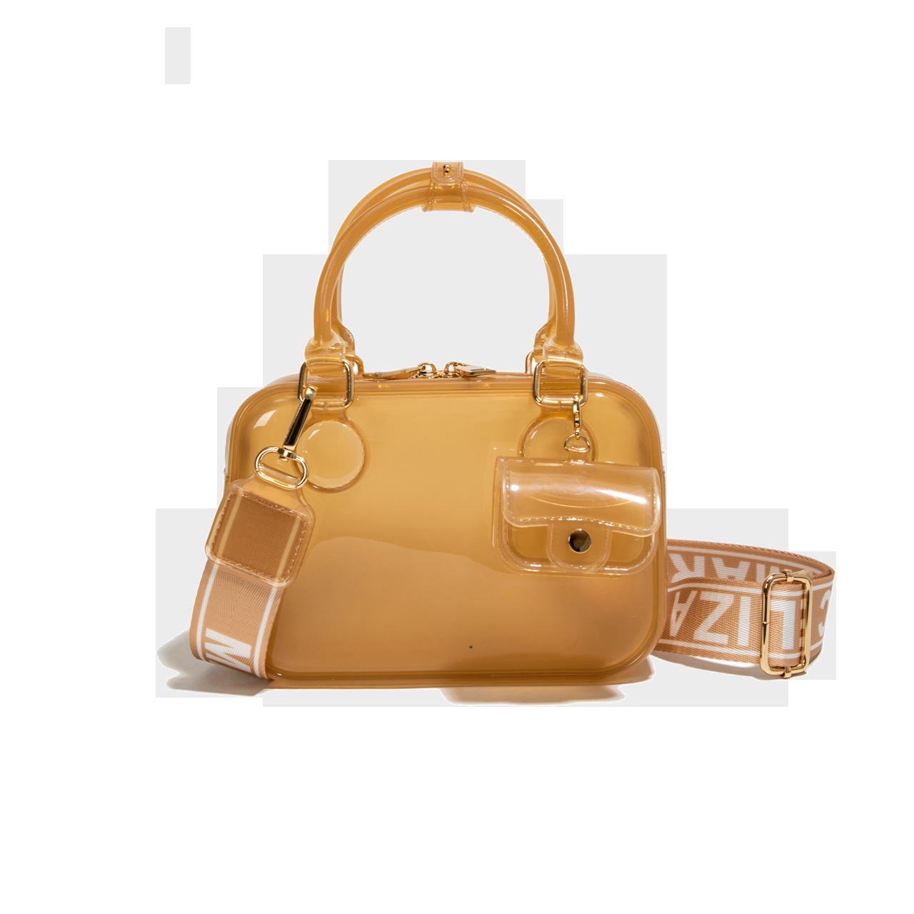 Estilo occidental transparente casual moda gelatina portátil pequeño bolso cuadrado femenino 2025 nuevo bolso bandolera de alta gama de todo fósforo