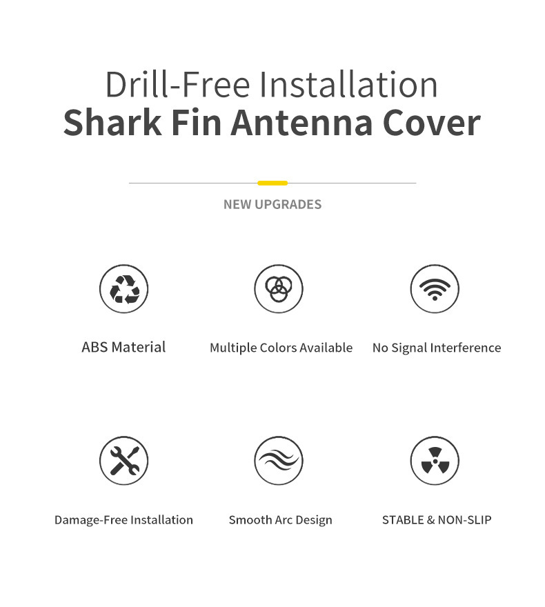 Cross-Border Hot-Selling Universal Car Shark Fin Antenna Roof Decoration, No-Drill Installation, Built-In Chip, Direct Sales from the Manufacturer
