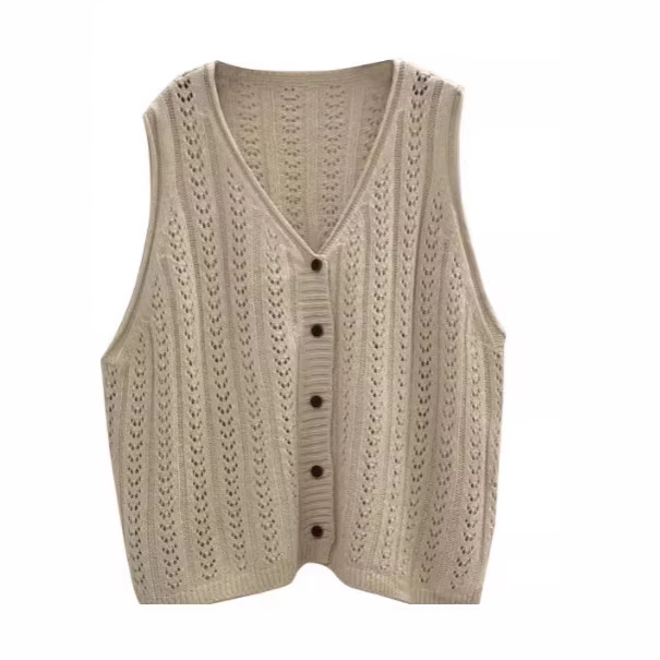 Japanese Retro Artistic Maternity Wear V-Neck Sleeveless Hollow-Out Knitted Maternity Vest Fashionable Stylish Maternity Top Trendy