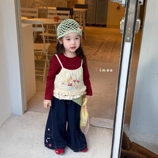 Girls Jeans 2025 Autumn New Style Girls' Wide Leg Pants Girls' Flare Pants Korean Style Casual Pants Easiest for Match