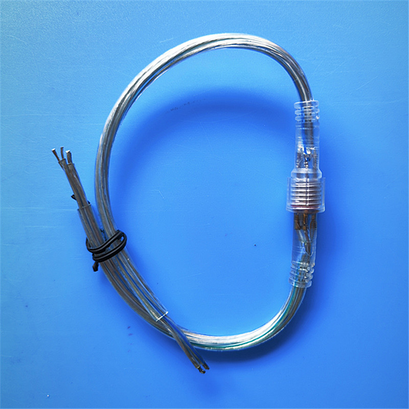 M8防水插头4芯电源线 户外公母对插 透明LED线