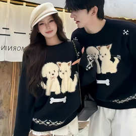 情侣装2025新款秋冬款氛围感可爱风毛衣慵懒风宽松小众针织上衣潮