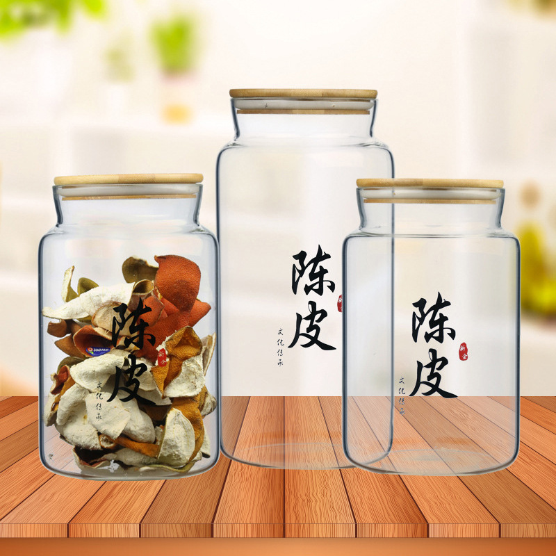 Frasco sellado de vidrio transparente con tapa té mandarina cáscara frasco de almacenamiento de grano botella de almacenamiento hogar tarro de té
