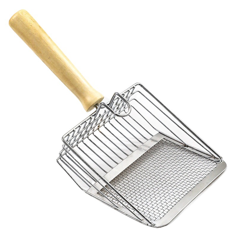 Pala de arena para gatos de acero inoxidable Pala de mierda para gatos Pala de arena para gatos de metal grande Pala de arena para gatos