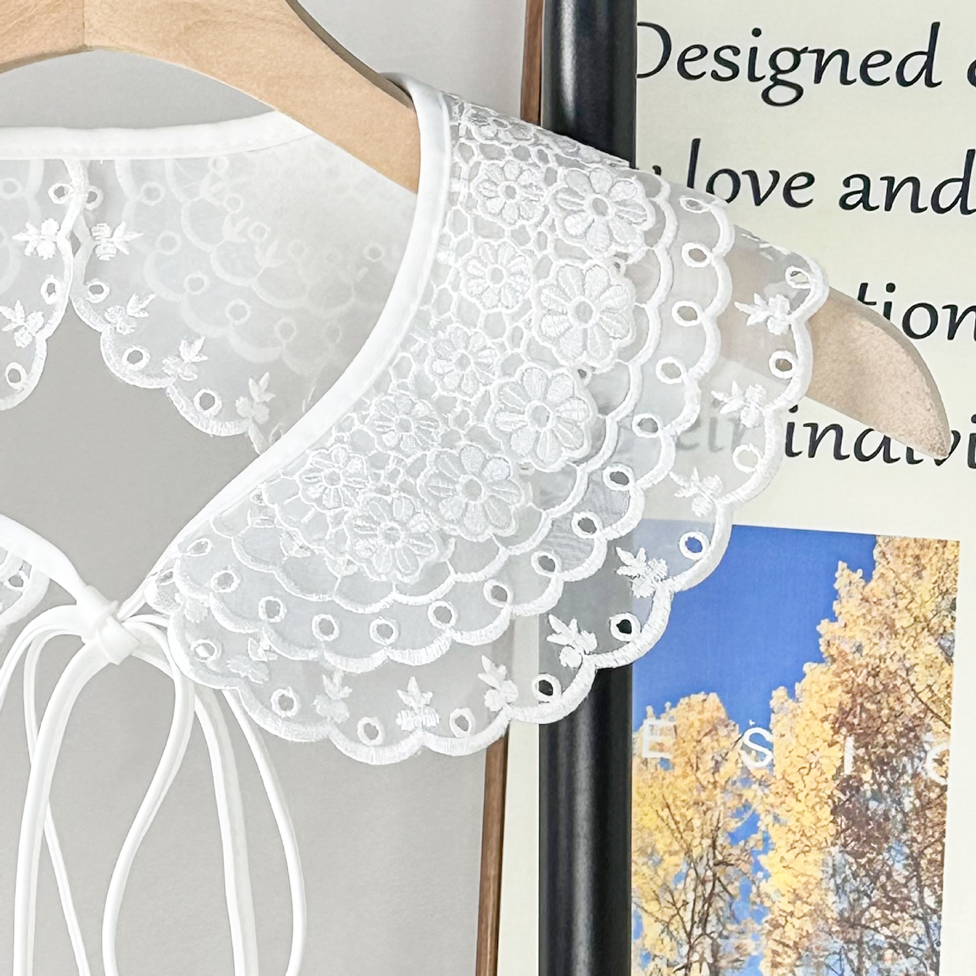 Collar bordado de encaje blanco multicapa encaje + correa diseño de ropa de mujer decoración accesorios