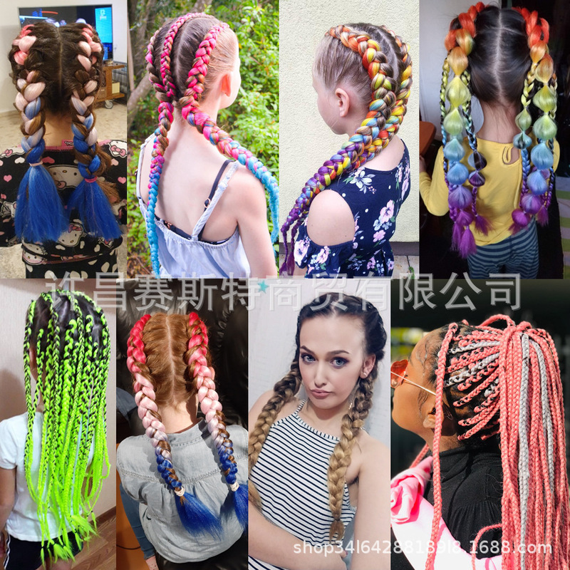 European and American Export Colorful Wig Braids Jumbo Braids African Chemical Fiber Crochet Dreadlocks Wig Color Matching Large Braids European and American Export Colorful Wig Braids Jumbo Braids African Chemical Fiber Crochet Dreadlocks Wig Color Matching Large Braids
