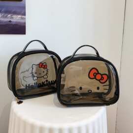 HelloKitty正版授权手提透明化妆包半定型大容量化妆箱沙滩洗漱包