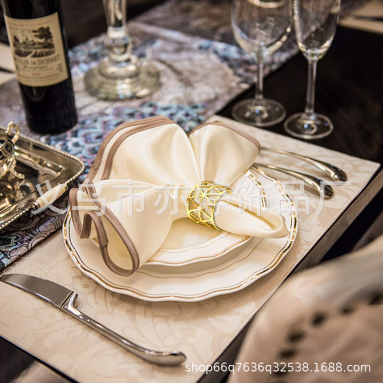 Venta caliente transfronteriza nueva hebilla de servilleta diseño simple anillo de servilleta de metal suministro directo de fábrica anillo de servilleta de placa de hotel