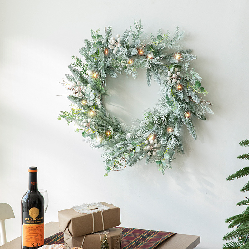 Guirnalda navideña mixta de PE Gangheng de 50 cm, decoración de nieve, guirnalda colgante, decoración de escena, decoración de puerta, adornos colgantes