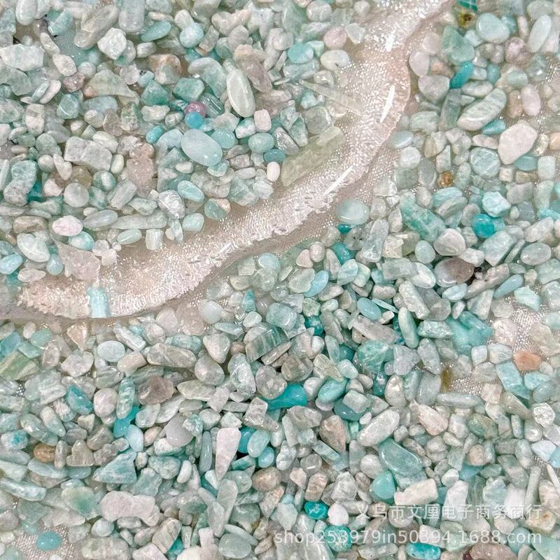 Cross-border Hot Sale Light Blue Jade Natural Gravel Drill Mix Manicure Gravel Mix Wholesale Handmade Diy Art
