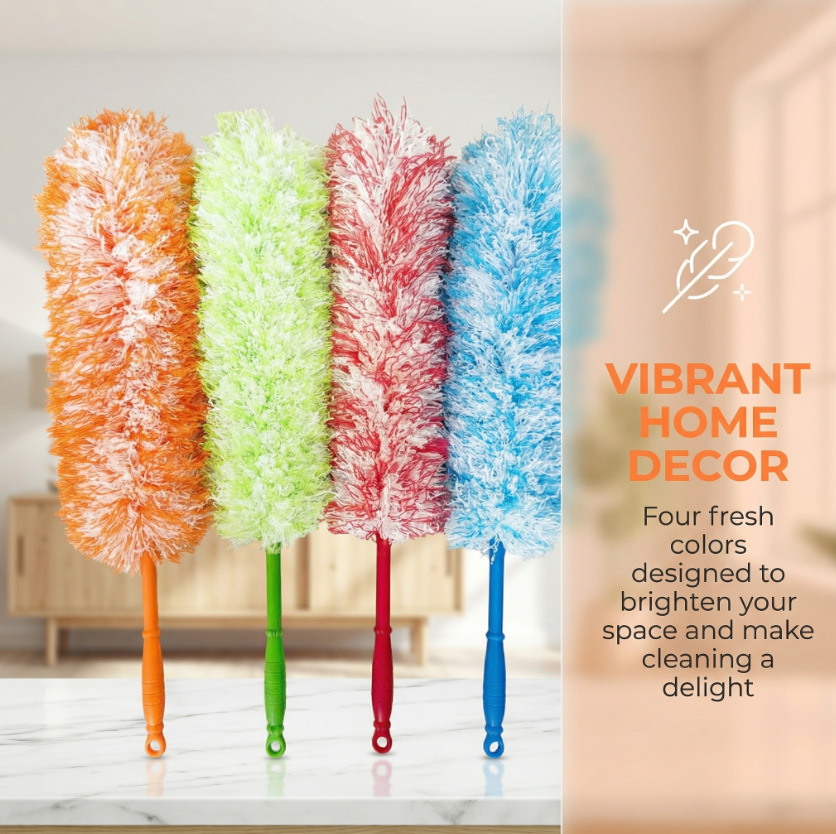 Two-Color Fiber Cleaning Duster, Thickened Dust Removal Duster for Home and Car Use