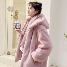 仿兔毛绒仿皮草时尚加厚羊羔毛外套女2025冬季新款毛毛大衣棉衣