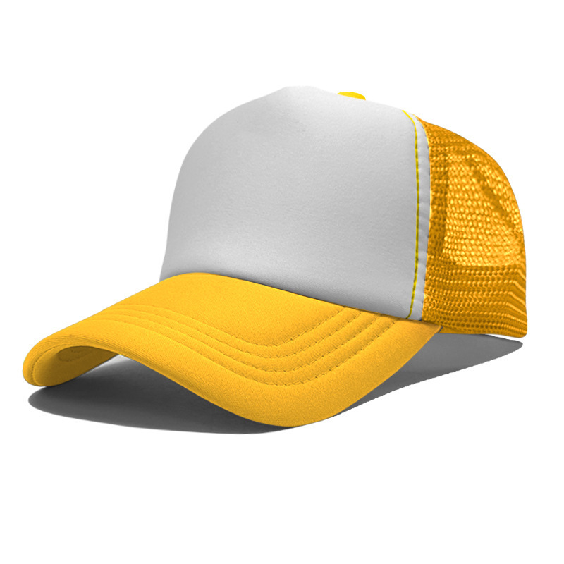 Gorra de malla de esponja con logo personalizado, gorra de béisbol de color sólido, comercio exterior transfronterizo, protección solar, gorra publicitaria con impresión personalizada, venta al por mayor.