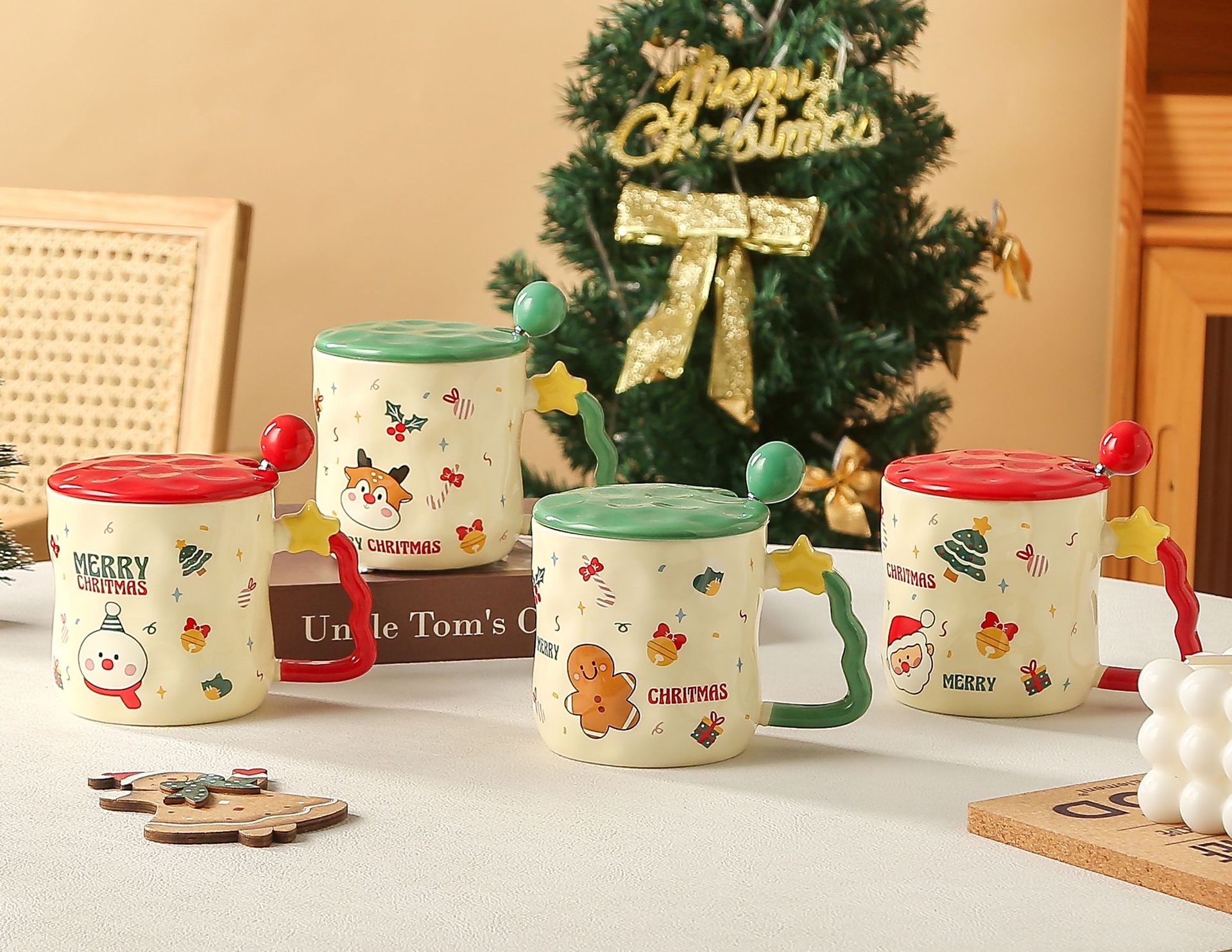 400g Weight Water Bottles Kitchen and drinking utensils Christmas Casual Vacation Cartoon White Porcelain Water Bottles 1 Piece